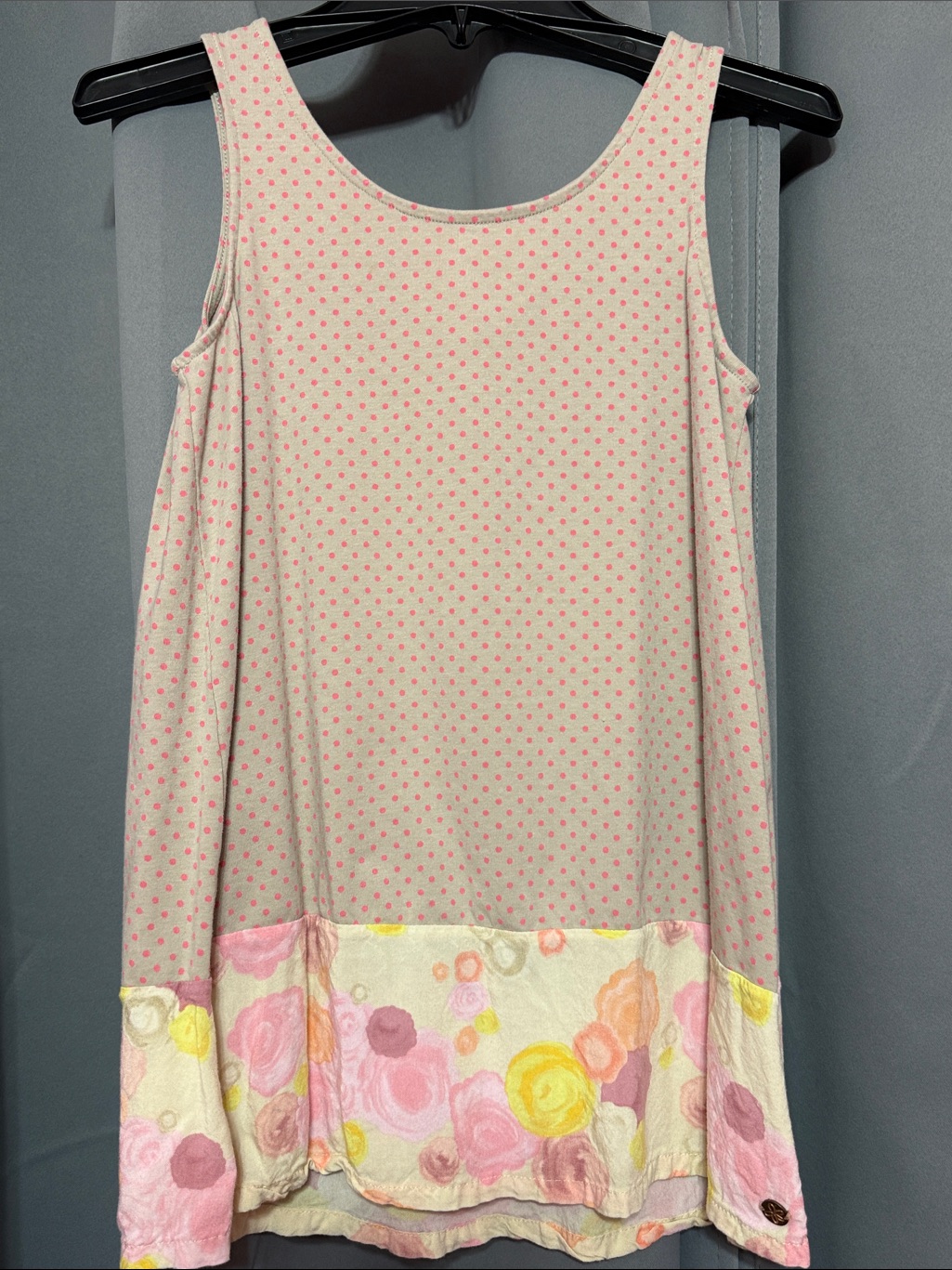 Girls' Cream & Pink Floral Tank Dress - Unbranded